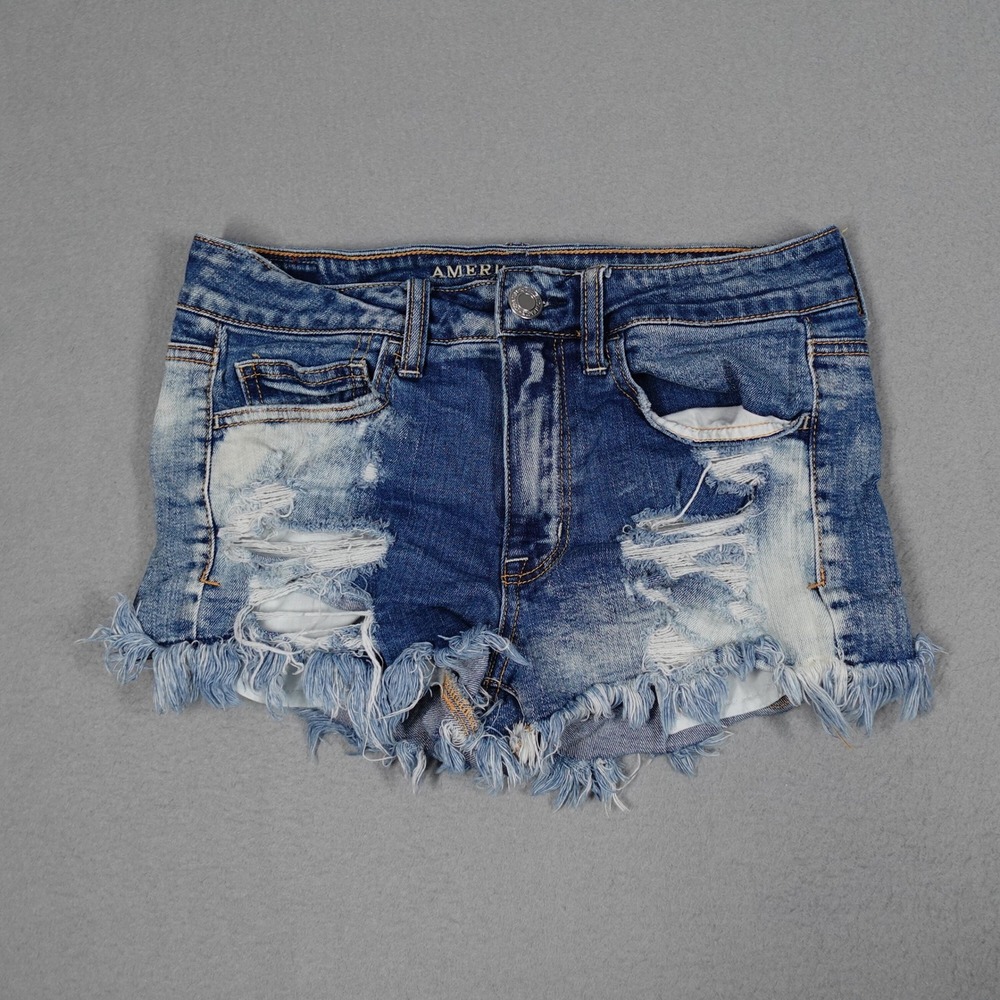 American Eagle Shorts Womens 6 Hi-Rise Shortie Distressed Denim Cut Off